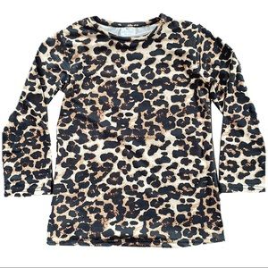 Leopard skin tight 3/4 length sleeve 90s style shirt